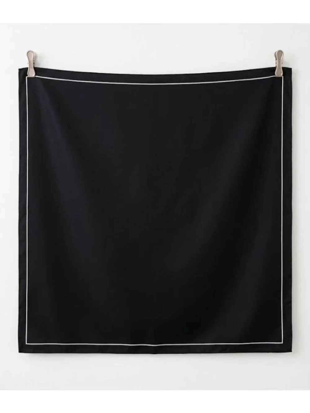 ✨Elegant Bandana Square Silky Scarf BLACK White border Soft Wrap Versatile Shawl